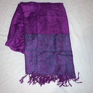 Women's Unbranded Purple Blue Paisley Fringed Scarf Wrap One Size